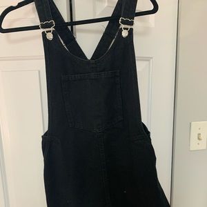 Zara Black Denim Overall Dress